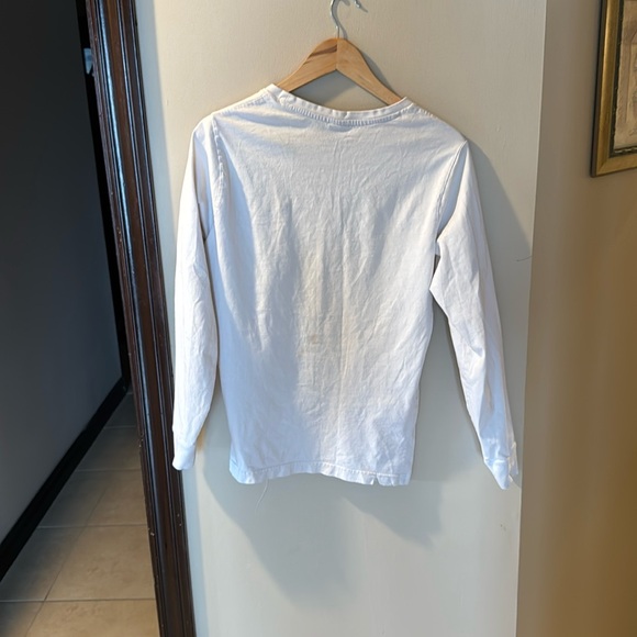 White Long Sleeve Tee with Crew Neck and Casual Style - Picture 3 of 3